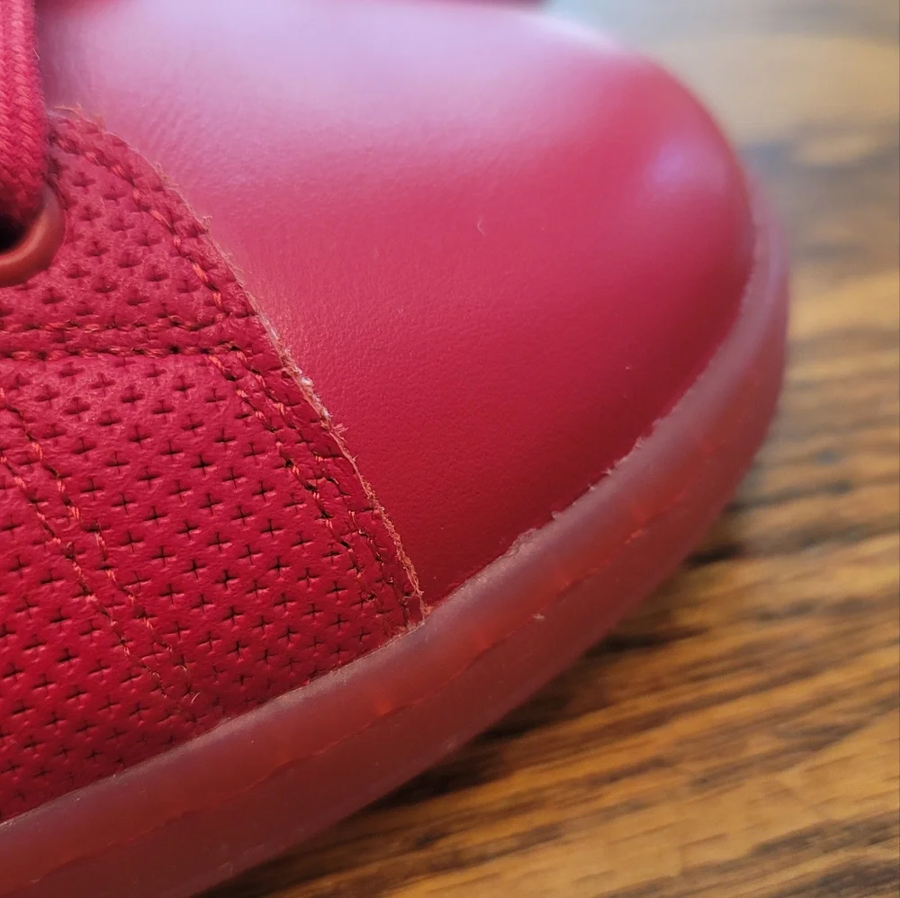 NWOT Adidas Stan Smith Red Genuine Leather Sneakers Gym Kicks Shoes Size 12 - Picture 4 of 14